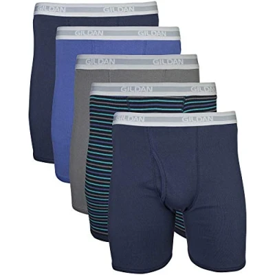 Abbildung von Gildan Herren Underwear Boxer Briefs, Multipack Retroshorts, Marineblau, 5 Stück, Large (5er Pack)