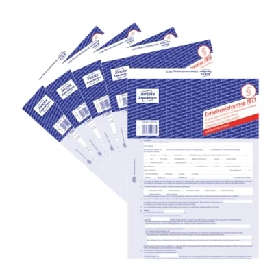 Abbildung von AVERY Zweckform 2873 5 Mietvertrag für Wohnungen und Häuser (Einheitsmietvertrag mit Übergabeprotokoll Hausordnung, seitiges Formular in A4, selbstdurchschreibend) Stück, blau
