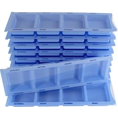 Abbildung von Medi Inn Medikamentendispenser mit 4 Fächern, blau XL, 10 Stück, Tablettenbox für einen Tag, Pillenbox, Tagesdispenser
