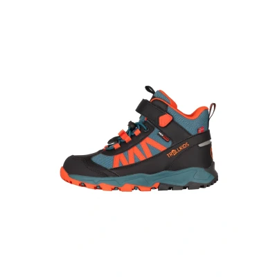 Abbildung von Trollkids Tronfjell Hikingschuh für Kinder, Größe: 38, Stormy blue/flame orange/black Lederimitat/textil
