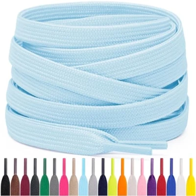 Abbildung von Miscly Flache Schnürsenkel, in verschiedenen Längen und Farben erhältlich (137 cm, Hellblau)