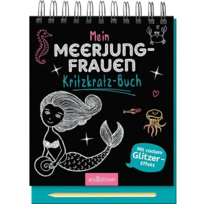 Abbildung von Mein Meerjungfrauen Kritzkratz Buch: mit coolem Glitzer Effekt Kreativer Kratzelspaß Malideen und Holzstift für Kinder ab 5 Jahren