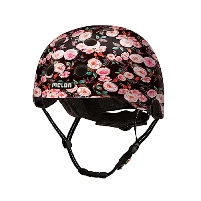 Abbildung von Melon »Rose Garden« Leichter und Cooler Fahrradhelm für Damen, Herren Kinder mit maximalem Schutz Größe XL XXL (5863cm) Schwarz Rosen Blumen