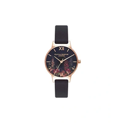 Abbildung von Olivia Burton Analog Quarzuhr für Damen mit Schwarzes Lederarmband OB16WG43