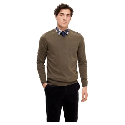 Abbildung von SELETED HOMME Herren SLHBERG LS Knit V Neck NOOS Pullover, Ivy Green/Detail:Melange, X Large