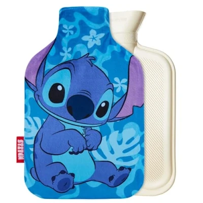 Abbildung von Disney Stitch Wärmflasche mit weichem Bezug aus Fleece 1,7 Liter Praktische Geschenke(Blau Stitch)
