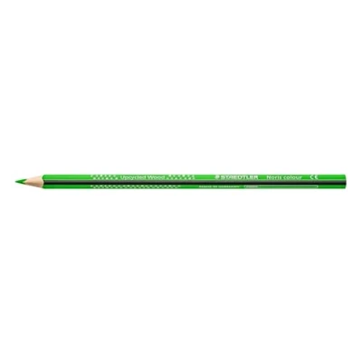 Abbildung von STAEDTLER Buntstifte Noris colour 187, ergonomisches Dreikantformat, rutschfeste Soft Oberfläche, hohe Bruchfestigkeit, Made form Upcycled Wood, Faltschachtel mit 12 Farbstifte, hellgrün, 187 50