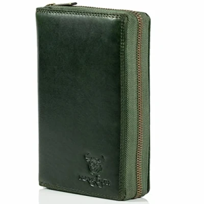 Abbildung von MATADOR GIRONA Leder Geldbörse Damen Grün Groß mit Geschenk Verpackung Luxus RFID Gross, Viele Fächer Edles Portemonnaie Brieftasche