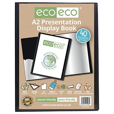 Abbildung von eco A2 50% Recycelt 40 Taschen schwarz Farbe Päsentationsdisplay Buch, eco008,
