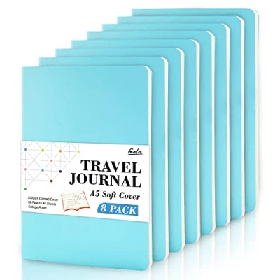 Abbildung von Notizbuch A5 Softcover, Feela 8 Stück liniert, Notizheft mit 92 Seiten, 14x21cm, Notizblock Set gut für Büro und Schule zum Zeichen, Schreiben, Student College, Din A5, hellblau