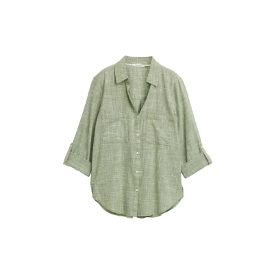 Abbildung von TOM Tailor WITH SLUB Structure Hemdbluse, Damen, Größe: 34, Deep ivy green