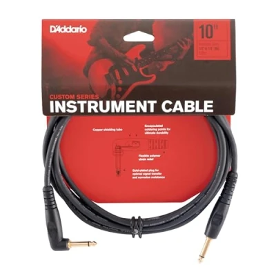 Abbildung von D&#039;Addario &quot;Custom Serie&quot; Gitarrenkabel HÖCHSTE QUALITÄT DER BELIEBTESTEN ZUBEHÖRMARKE WELTWEIT PW GRA 10 3 Meter 1 gewinkelter Stecker