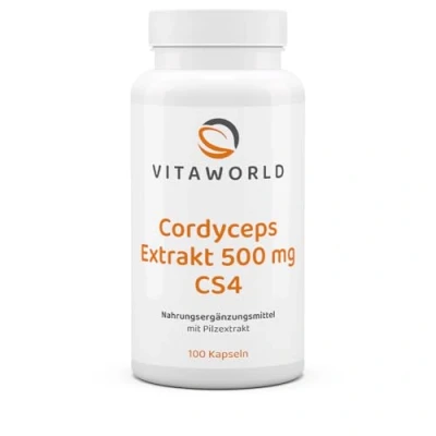 Abbildung von vitaworld Cordyceps Extrakt 500 mg, Vegan Raupenpilz, 100 mg Polysaccharide und 1000 sinensis Mycel pro Tagesverzehrmenge, Kapseln