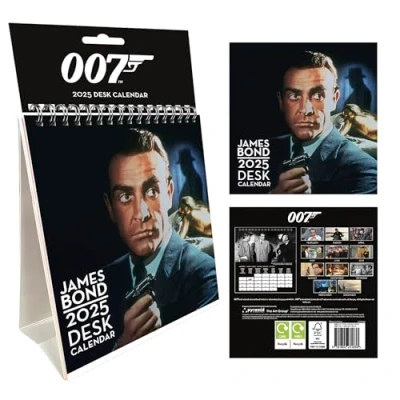 Abbildung von Pyramid James Bond 2025 Tischkalender, 29,7x42cm, Monatsplaner für Film Fans im ikonischen Design, monatsübersicht, nachhaltig nur mit Papierumschlag