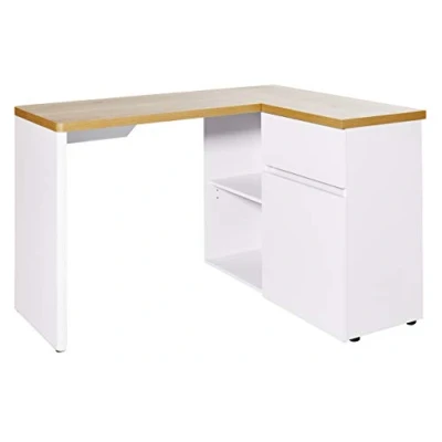 Abbildung von Amazon Marke: Jahnke Aulne Rechteckig schreib tisch Eckschreibtisch, 90 x 117 76 cm, Weiß/Eichen