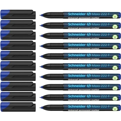 Abbildung von Schneider Maxx 222 F Universal Marker (permanent, Cap Off Ink, nachfüllbar, 0,7 mm) 10er Packung blau