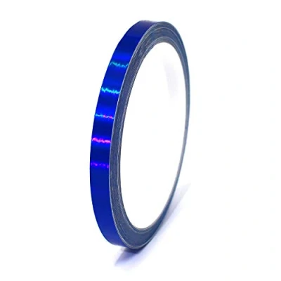 Abbildung von (0,79/m) 10 Meter Hologramm Zierstreifen Basteln Möbel Auto Motorrad Modellbau Deko Dekorstreifen Klebestreifen selbstklebend DIY (Hologramm Blau, 8mm Breite)