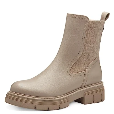 Abbildung von MARCO TOZZI Damen Chelsea Boots aus Kunstleder Plateau, Grau (Taupe), 36