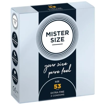Abbildung von MISTER SIZE Kondome Extra Dünn &amp; Hauchzart Gefühlsecht Feucht Perfekte Passform Aus Naturkautschuk Latex für Natürliches Gefühl Höchste Sicherheit (3er Pack, 53mm)