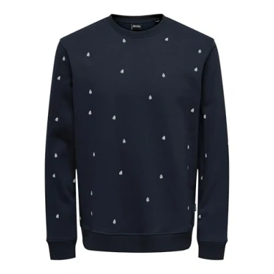 Abbildung von ONLY&amp;SONS Herren Weicher Pullover Basic Sweatshirt lässig bequem, Farben:Dunkelblau, Größe Pullover:XXL