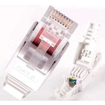 Abbildung von O&amp;W Security 5x Netzwerk Stecker RJ45 für Cat6 Cat7 Cat5 LAN Kabel, Router, Notebook, werkzeuglose Montage