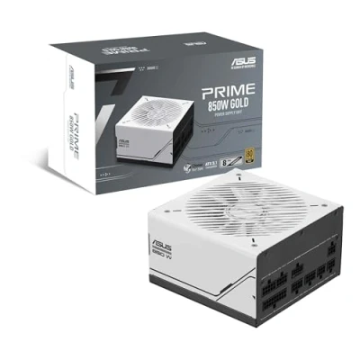 Abbildung von ASUS PRIME 850 W Gold, Modulares Netzteil für PC, Leistung, PCle Gen 5.0, 80 Plus Standard ATX 3.0, Lüfter mit doppeltem Kugellager, Weiß, 850W GOLD