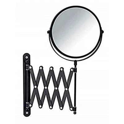 Abbildung von WENKO Kosmetik Wandspiegel Teleskop Exclusiv, 3 Fach Vergrößerung, Ø 16 cm 100% Spiegelfläche, Stufenlos ausziehbar, Höhenverstellbar, 19 x 38,5 50 cm, Schwarz