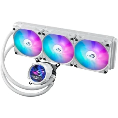 Abbildung von ASUS ROG Strix LC III ARGB LCD White All in One Flüssig CPU Wasserkühlung (2,1 Zoll IPS Display, Aseteks Gen7 v2 Pumpe, 3x Lüfter, 2200 RPM, 3.92mm H2O, 70,38 CFM, 0dB Technologie, weiß)