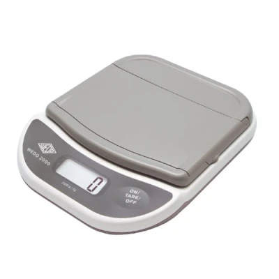 Abbildung von Wedo 502000 Elektronische Brief und Päckchenwaage (mit Klappteller 2000g/1g) weiss/grau