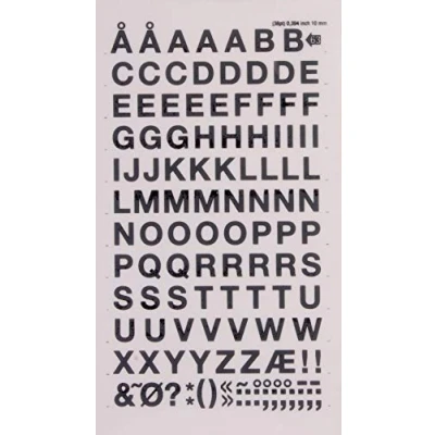 Abbildung von Buchstaben und Zahlen übertragbar, schwarz. 10 mm Schwarz