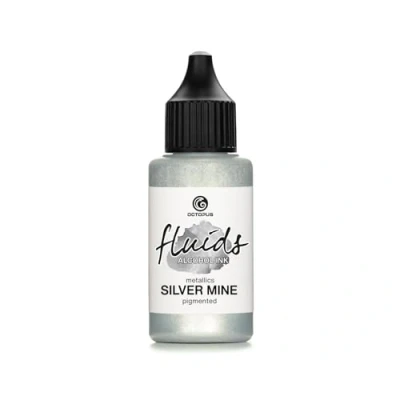 Abbildung von Octopus 30ml Fluids Alcohol Ink SILVER MINE, Alkoholtinte für Fluid Art und Resin, silber