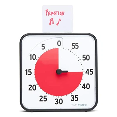 Abbildung von TIME Timer ORIGINAL Medium 19x19cm 60 Minute Visueller Analog Uhr Optionaler Akustischer Alarm (Lautstärkeregler) Kein lautes Ticken; Zeitmanagement Gerät (Schwarz)