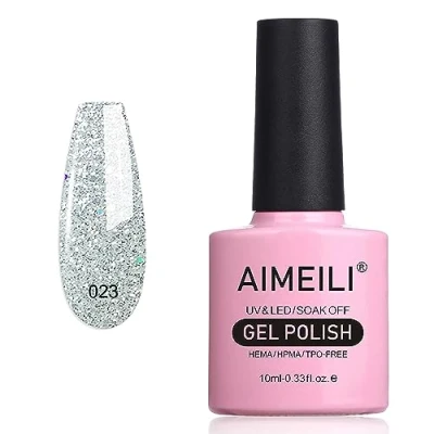 Abbildung von AIMEILI Silber Glitzer Nagellack Soak Off UV LED Gellack 10ml Silver Explosion (023)