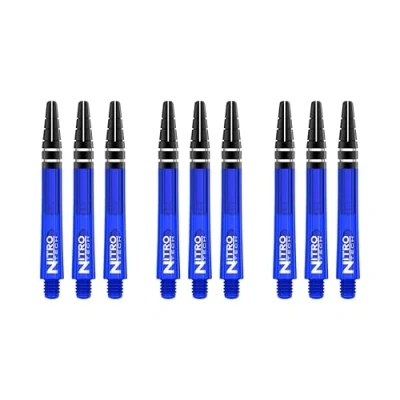 Abbildung von RED DRAGON Nitrotech Dart Schäfte, 3 Stück pro Packung (9 Schäfte insgesamt) mit Punktekarte, blau, M