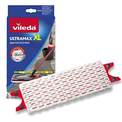 Abbildung von Vileda Ultramax XL Bodenwischer Ersatzbezug, extrabreiter Wischmopp Bezug Ultramat_Ultramax aus Mikrofasern, für alle Hartböden, Waschmaschinen geeignet, 1er Pack