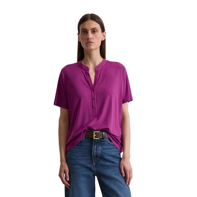 Abbildung von Marc O&#039;Polo Blouse Short Sleeve Placket AT Front Bluse, Damen, Größe: XS, Fresh berry
