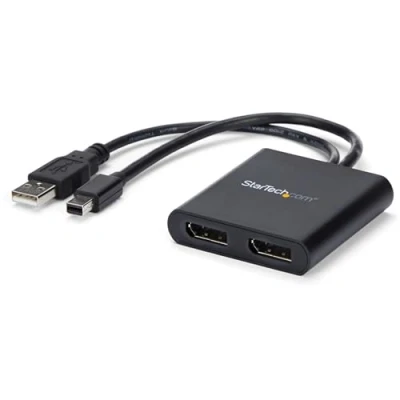 Abbildung von StarTech.com 2 Port Multi Monitor Adapter Mini DisplayPort auf 2x MST Hub Zweimal 4K 30Hz Zwei Erweiterte oder Gespiegelte Monitore Windows PCs mDP 1.2 DP (MSTMDP122DP)