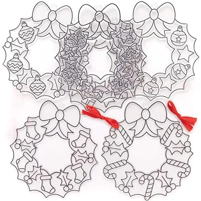 Abbildung von Baker Ross FC179 Sonnenfänger Bastelset 6er Pack, Buntglaseffekt für Kinder zum Bemalen, Basteln und Aufhängen, Weihnachtsbastel Ideen, Weihnachtsdeko
