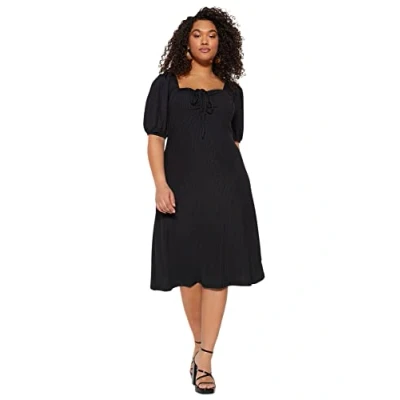 Abbildung von Trendyol Damen Slim Strick A Linie Relaxed Fit Knit Plus Size Kleid, Schwarz, 4XL Größen