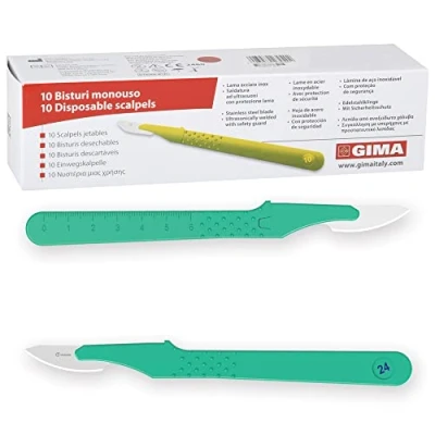Abbildung von GIMA Sterile Einweg Skalpelle, mit Sicherheitsabdeckung, Nr. 24, 10er Pack, 27048