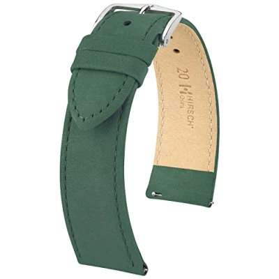 Abbildung von HIRSCH Uhren Armband Osiris Nubuk L Uhr Band aus naturbelassenem Kalbs Leder Grün 22 mm