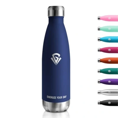 Abbildung von Edelstahl Trinkflasche 500ml, Thermoskanne BPA Frei, Metall Thermosflasche Doppelwandig, Kohlensäure Geeignet, Isolierflasche für Camping, Kinder, Fitness, Sprudel, Sport, Reisen, Jungs, Mädchen