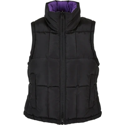 Abbildung von Urban Classics Reversible Cropped Puffer Weste, Damen, Größe: XS, Black realviolet