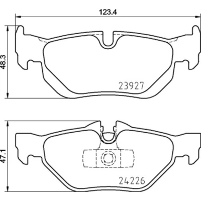 Abbildung von BREMBO P 06 105 Bremsbelagsatz inkl. Verschleißwarnkontakt mit Kolbenclip ohne Zubehör BMW: 3 Coupe, Touring, Saloon