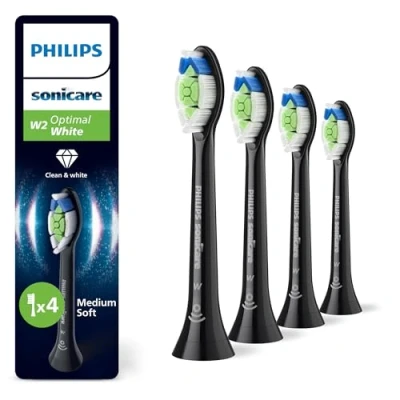 Abbildung von Philips Sonicare W2 Optimal White, Original Ersatzbürstenköpfe, Schwarz, 4er Pack, HX6064/88