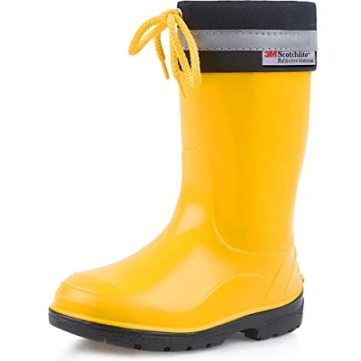 Abbildung von Ladeheid Kinder Gummistiefel mit Stulpe Regenstiefel für Jungen und Mädchen LA 972 (Gelb/Schwarz, 22 EU)