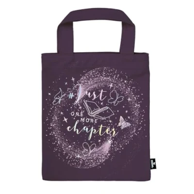 Abbildung von moses. Just One More Chapter Büchertasche Lovestory Bücher Stofftasche, Geschenkverpackung aus 100% Baumwolle, wiederverwendbar, umweltfreundliche Buchhülle im Romantasy Look mit Holografie Effekt