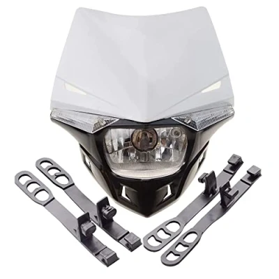 Abbildung von GOOFIT Weiß H4 12V 35W Scheinwerfer Mini Blinkerleuchten Lichtmaske mit Front Verkleidung Ersatz für Motorrad Motocross Racer ATV Dirtbike Pocketbike