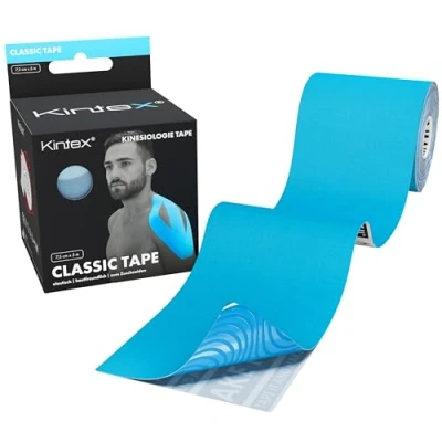 Abbildung von Kintex Kinesiologie Tape Classic, 7,5 cm x 5 m, extra breit, hautfreundlich &amp; wasserfest, Tape, Physio für Sport Physiotherapie (Blau)
