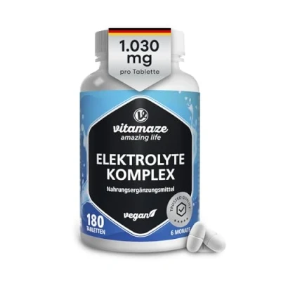 Abbildung von Elektrolyte Tabletten ohne Zucker 1.034 mg pro Tablette, Magnesium, Kalium, Calcium, Natrium &amp; Chlorid für Elektrolythaushalt Muskelfunktion, 180 Keto Ernährung, Made in Germany